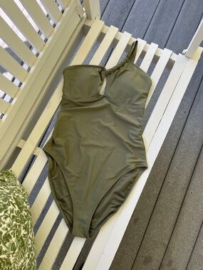 Olive One-Shoulder Cutout One-Piece Swimsuit by old navy